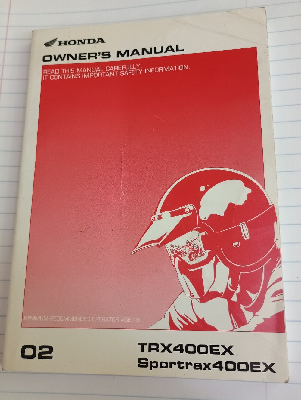 Honda TRX400EX Sportrax400EX Owner's Manual - Red/White